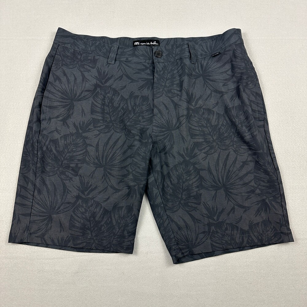 Travis Mathew Golf Shorts Men 38 Blue Floral Print Khakis Chino Pocket Stretch